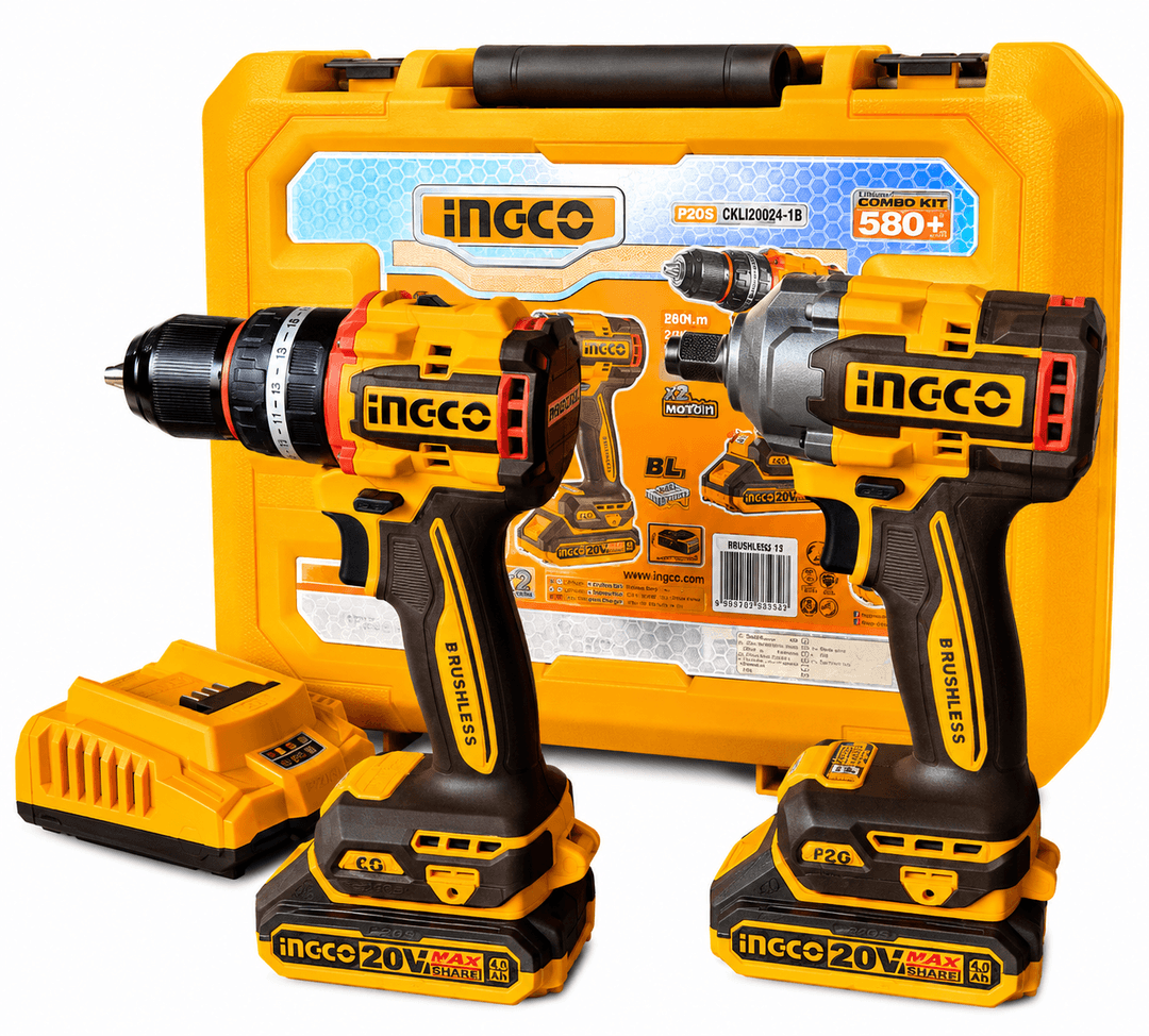 JUEGO 2 PZS TALADRO IMPACTO 1/2" 20V 66N Y ATORNILLADOR IMPACTO 1/4" BL 20V 285N + 2BAT 2.0AH + CARG + MALETA (UCKLI20277) - Compra en Grelive