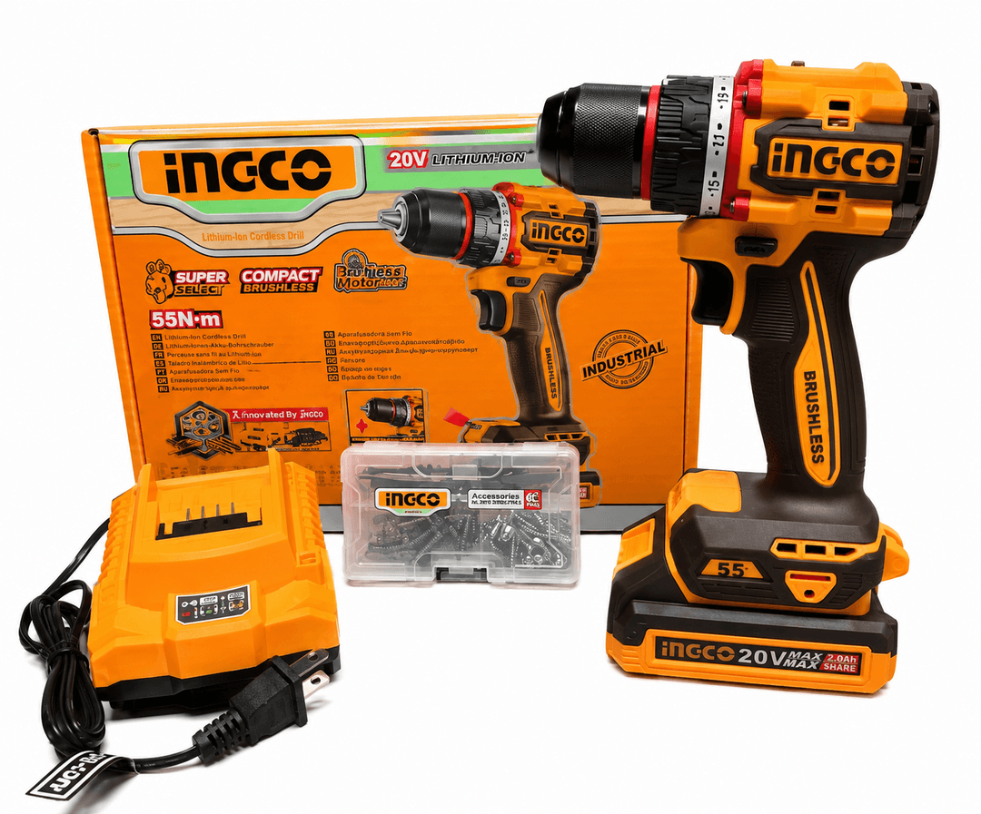 TALADRO INALAMBRICO 1/2" 20V 55N.M + 1 BAT 2.0AH + CARG INGCO (UCDLI205582) - Compra en Grelive